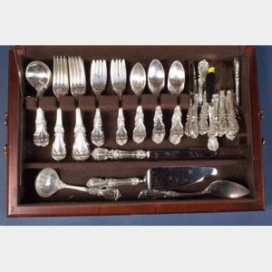 Reed & Barton Sterling "Burgundy" Flatware Service for Twelve in Mahogany Case