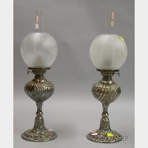 Pair of Silver Plated Fluid Lamps