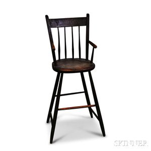 Brown-painted Thumb-back Windsor High Chair