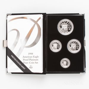 Cased 1998 American Platinum Eagle Four-coin Proof Set. 