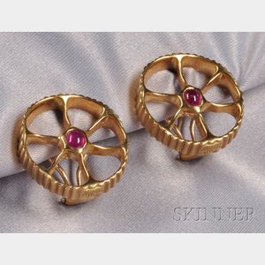 18kt Gold and Ruby Earclips, Angela Cummings