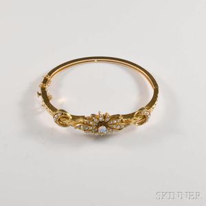 14kt Gold, Opal, and Seed Pearl Bangle