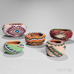 Five Paiute Beaded Baskets