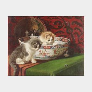 Sidney Lawrence Brackett (American, 1852-1910) Kittens in a Bowl