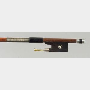 French Silver Mounted Violin Bow, probably Morizot Freres for Blondelet
