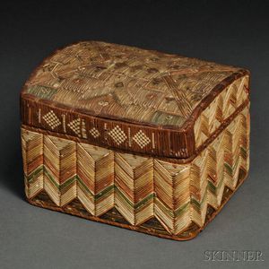 Micmac Polychrome Quilled Birch Bark Box