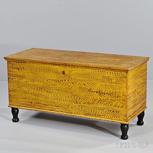 Yellow Putty-painted Pine Six-board Blanket Chest