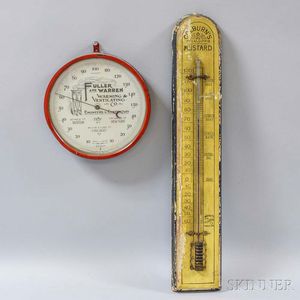 Colburn's Mustard Advertising Thermometer and a Fuller and Warren Advertising Barometer