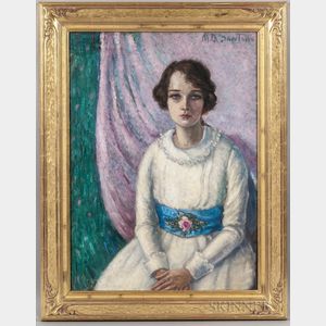 Mary Berkeley Sawtelle (American, 19th/20th Century) Girl with a Blue Sash