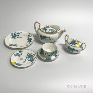Wedgwood Blue "Chinese Tigers" Porcelain Tea Service for Six