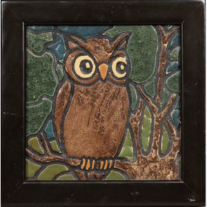 Hartford Faience Company Owl Tile