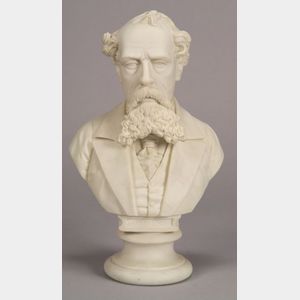 Staffordshire Parian Bust of Charles Dickens