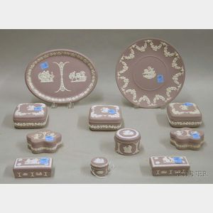 Eleven Wedgwood Solid Lilac Jasper Table Items