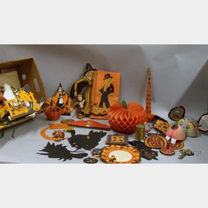 Collection of Vintage Halloween Decorations and Accessories