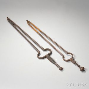 Two Pairs of Wrought Iron Fire Tongs