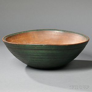 Green-painted Turned Maple Bowl