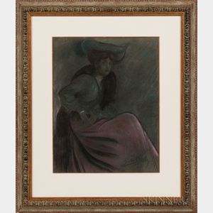 Almery Lobel-Riche (French, 1880-1950) Femme Assise au Chapeau
