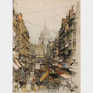 Luigi Kasimir (Austrian, 1881-1962) London, Fleet Street.