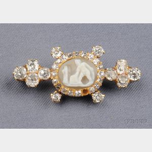 Antique Cameo and Diamond Brooch