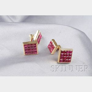18kt Gold and Ruby Cuff Links, Aletto Brothers