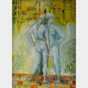Karl Knaths (American, 1891-1971) Two Nudes in a Cityscape