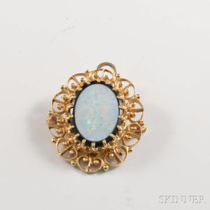 14kt Gold and Opal Doublet Pendant/Brooch