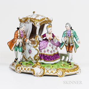 Large Dresden Polychrome Porcelain Figural Group