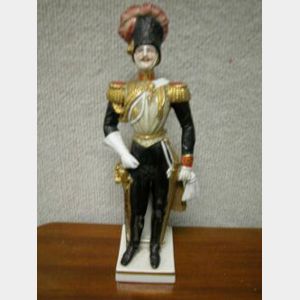 German Parcel-gilt Porcelain Figure of a Military Officer.