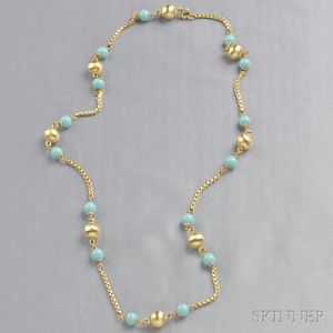 14kt Gold and Turquoise Bead Necklace