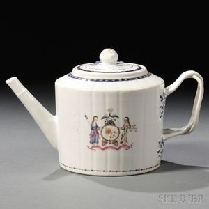 New York State Coat of Arms-decorated Chinese Export Porcelain Teapot