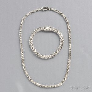 18kt White Gold Necklace and Bracelet, Fope