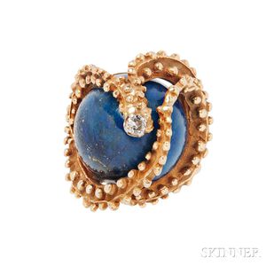 18kt Gold, Lapis, and Diamond Ring, Erwin Pearl