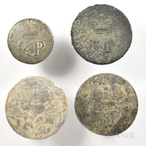 Four Pewter Loyalist Royal Provincial Buttons