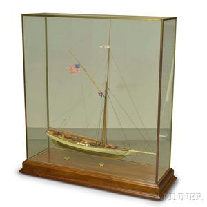 Cased Carved and Painted Ship Model of the Volunteer