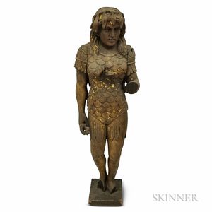 Carved Wood and Composite Circus Figure of a Woman