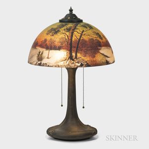 Reverse-painted Shade Table Lamp