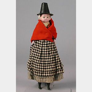 Wax over Papier-mache Welsh Lady Doll