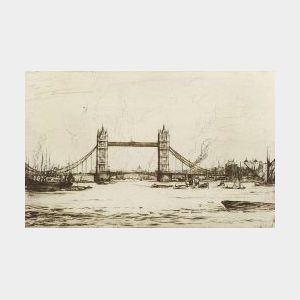 Anglo/American School, 20th Century Lot of Two London Views: London Bridge