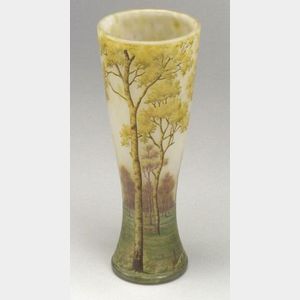 Daum Scenic Birch Tree Art Glass Vase
