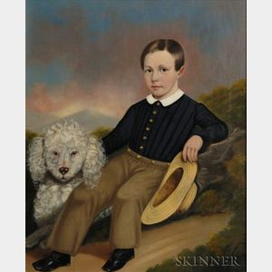 Attributed to Joseph Goodhue Chandler (Connecticut River Valley, 1813-1884) Portrait of a Young Boy with His Dog, c. 1845.
