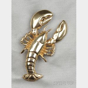 14kt Gold Lobster Brooch