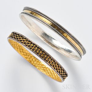 Two Sterling Silver and High-karat Gold Bangles, Gurhan