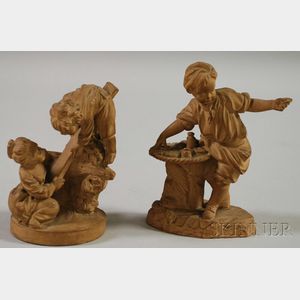 Two Small Victorian Terra-cotta Figural Groups