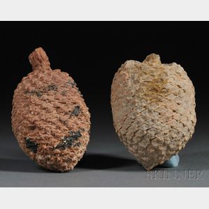Two Petrified Pinecones