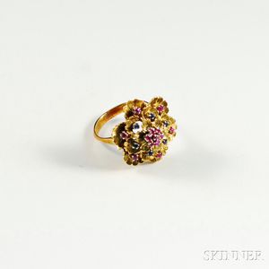 18kt Gold, Ruby, and Sapphire Ring