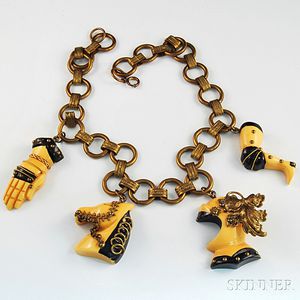 Medieval-themed Bakelite Charm Necklace