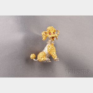 18kt Bicolor Gold and Diamond Poodle Pin, London