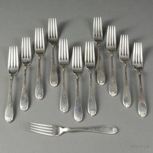 Twelve Arthur Stone Sterling Silver Forks