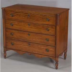 Federal Cherry and Birch Carved and Inlaid Chest of Drawers
