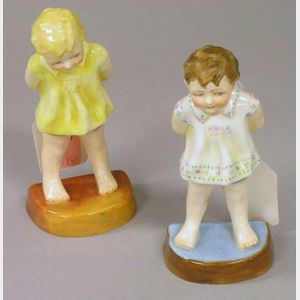 Two Royal Worcester Porcelain Figures of Children